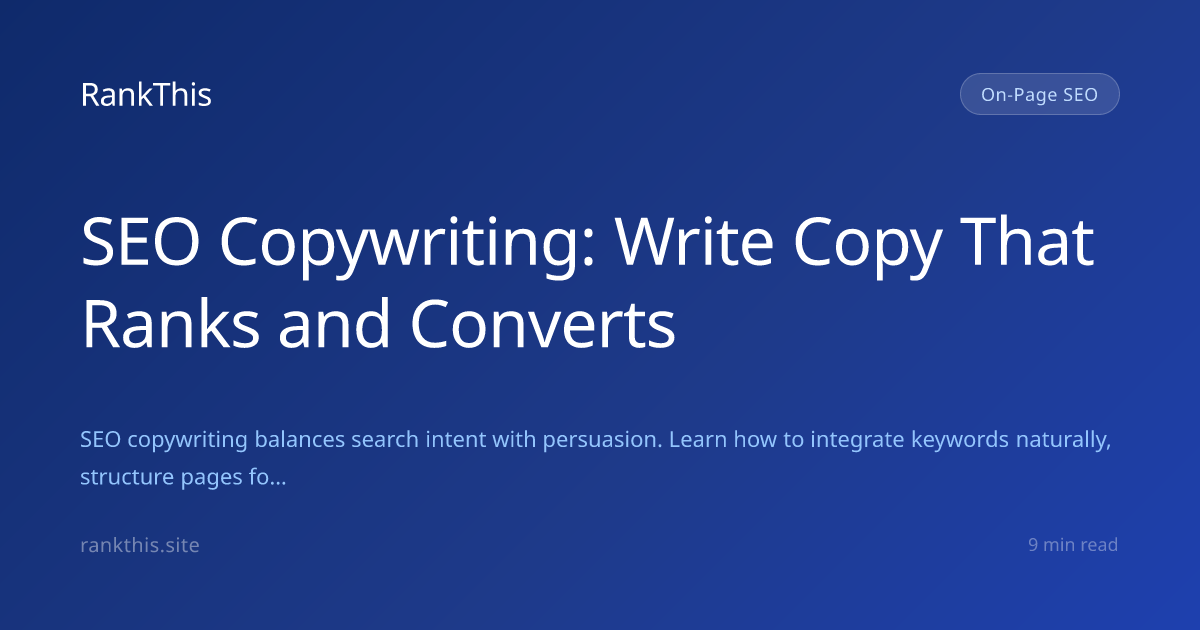 SEO Copywriting: Write Copy That Ranks and Converts