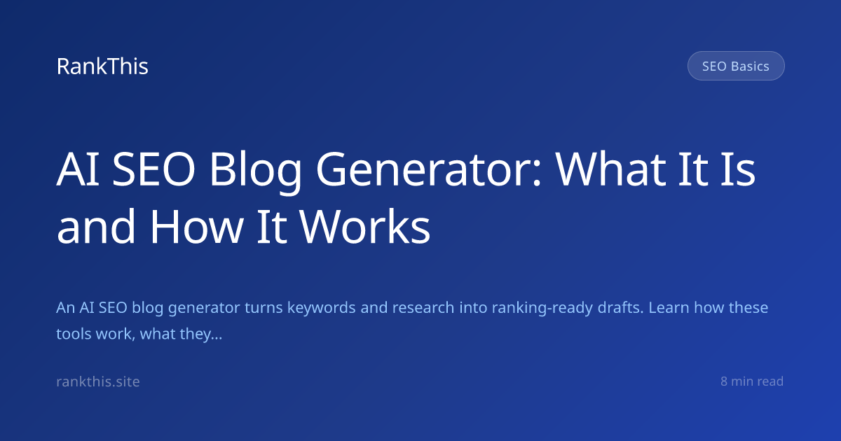 AI SEO Blog Generator: What It Is and How It Works