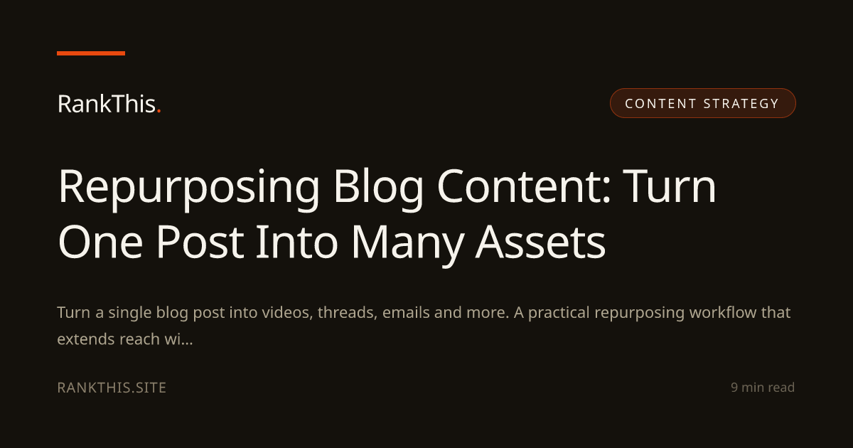 Repurposing Blog Content: Turn One Post Into Many Assets