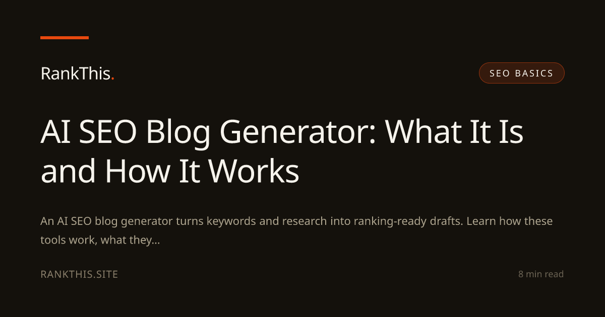AI SEO Blog Generator: What It Is and How It Works