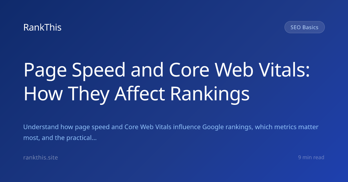 Page Speed and Core Web Vitals: How They Affect Rankings